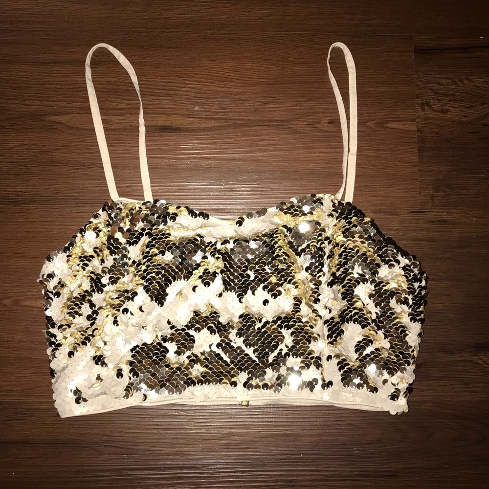 Sequin gold crop top